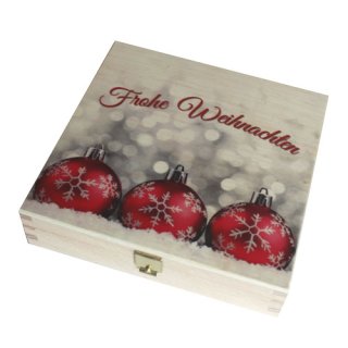 Holzschatulle Frohe Weihnachten mit 9 Pralinen