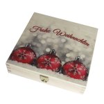 Holzschatulle Frohe Weihnachten mit 9 Pralinen
